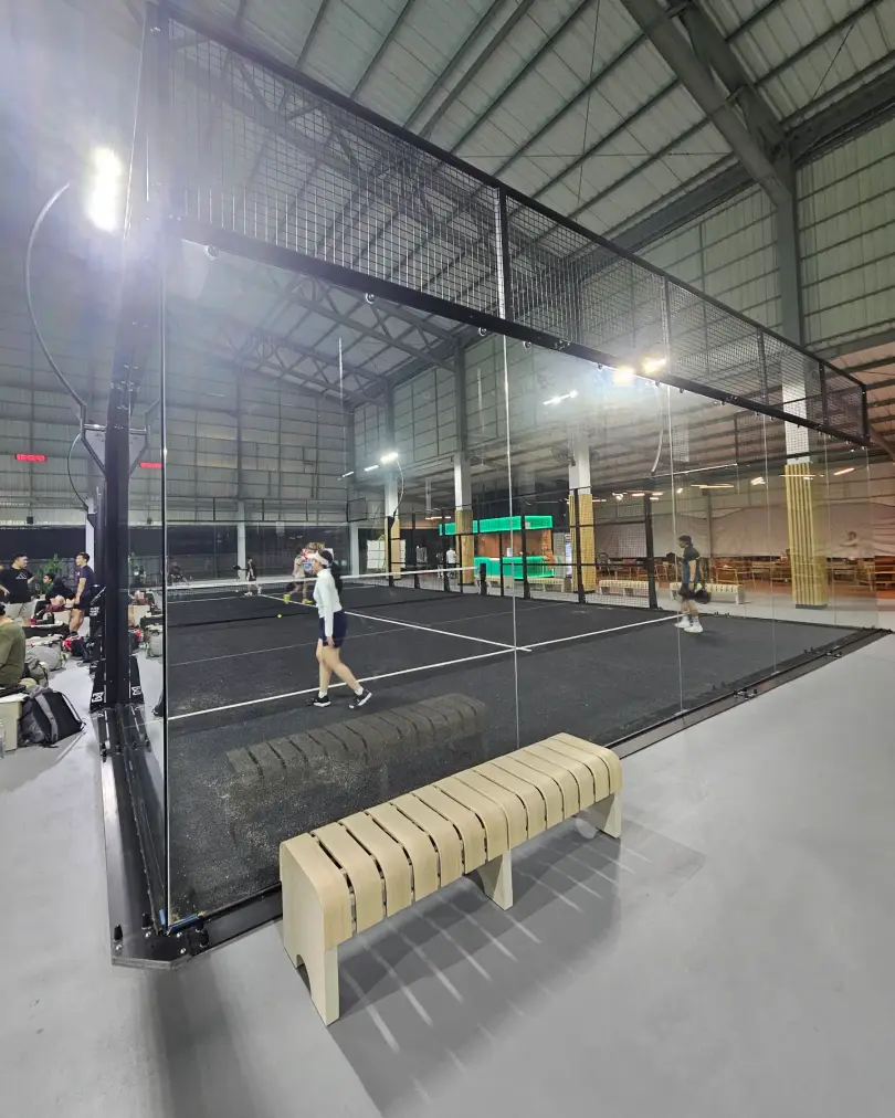 Black court with bench